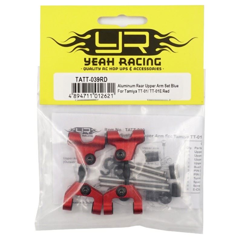Yeah Racing Aluminum Rear Upper Arm Set For Tamiya TT-01 TT-01E Red