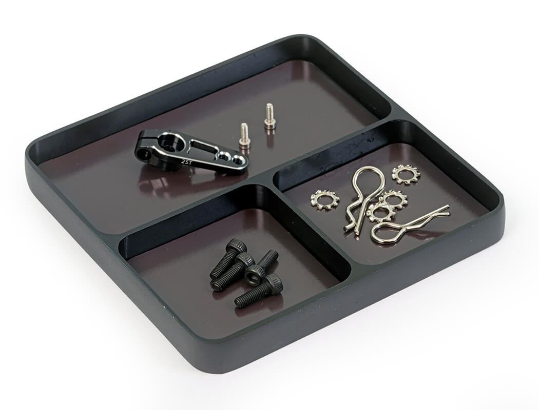 Fastrax Aluminium Square Magnetic Maintenance Tray 98X98Mm Black