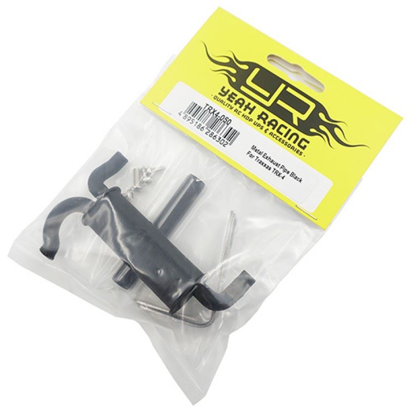 Yeah Racing Plastic Exhaust Mount w/ Metal Exhaust Pipe Black For Traxxas TRX-4