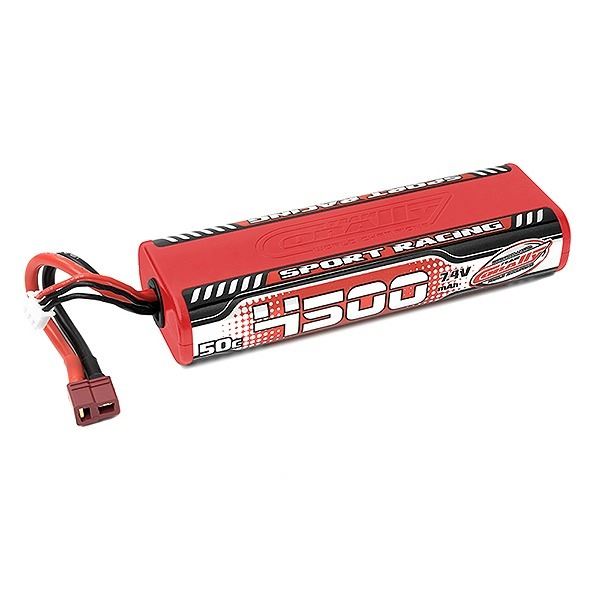 Corally Sport Racing 50C Lipo Battery 4500Mah 7.4V Round 2S Stick T-Plug