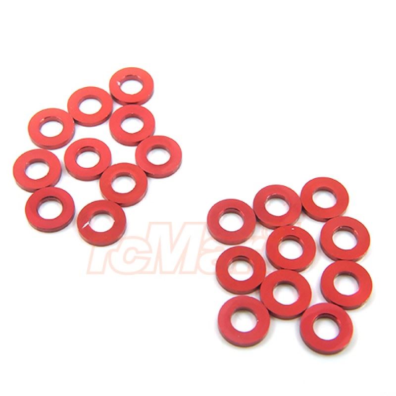 Yeah Racing Aluminum M3 Flat Washer 1mm 20pcs Red