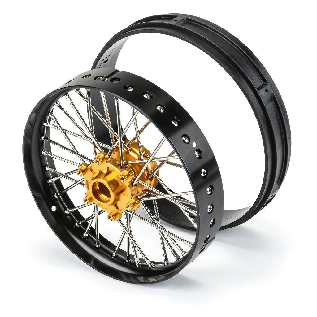 Pro 1/4 Pro-Spec Aluminum V2 Bead Front Wheel Black/Gold (1): Pr