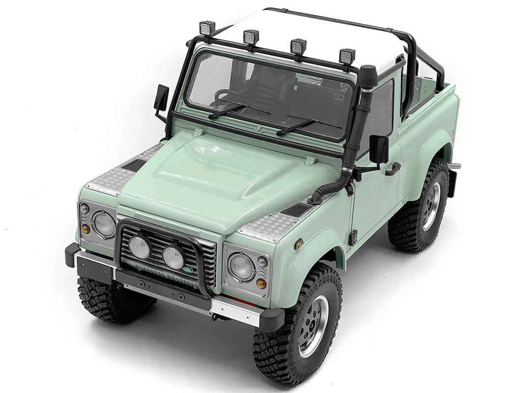 RC4WD STEEL PUSH BAR FRONT BUMPER W/ CLEAR FLOOD LIGHTS FOR RC4WD GELANDE II 2015 LAND ROVER DEFENDE