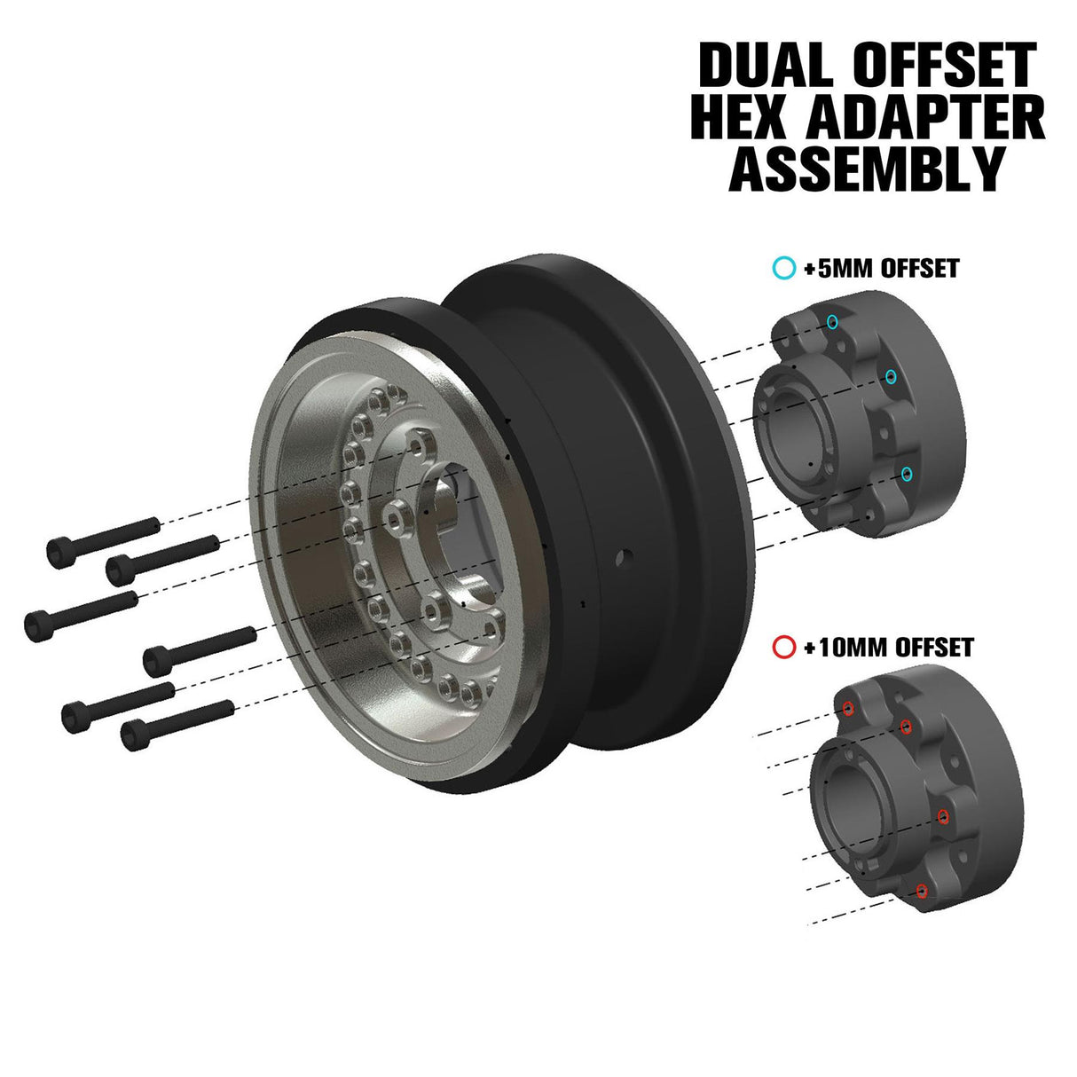 Proline 1/6 Black Rhino Armory Alum 2.9In Dual Offset Scx6 Wheels (2)