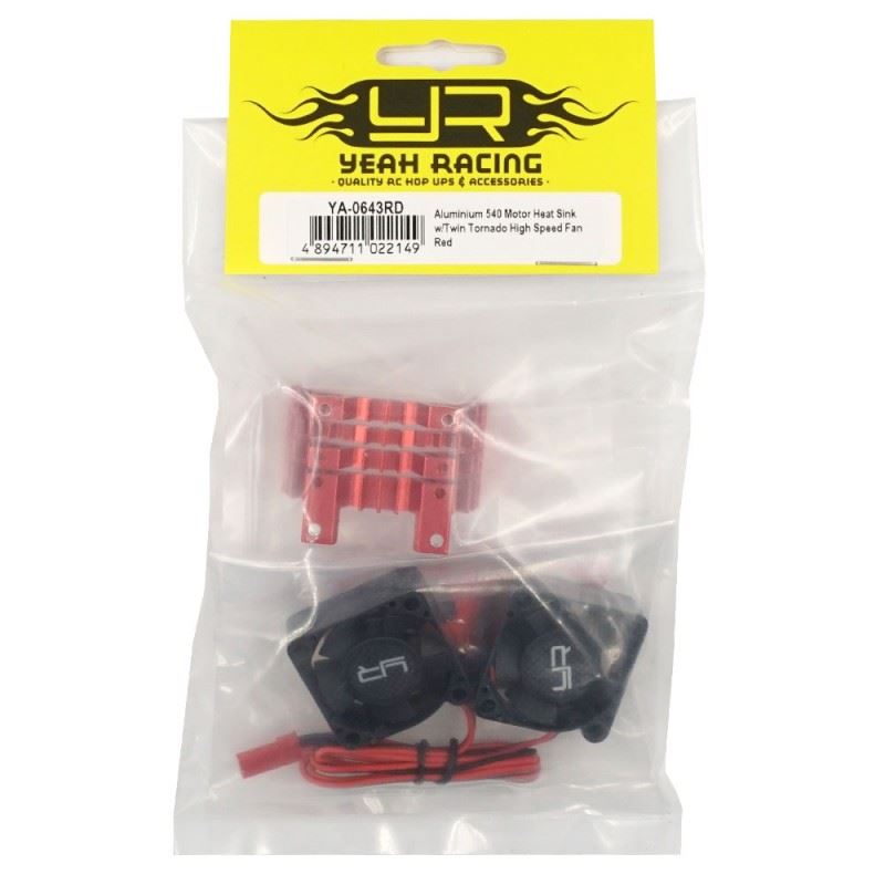 Yeah Racing Aluminium 540 550 Motor Heat Sink w/Twin Tornado High Speed Fan Red