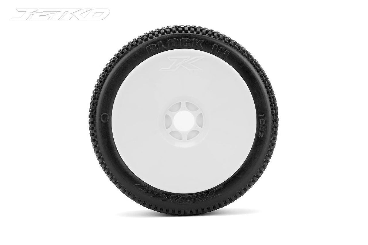 Jetko Block in Soft 1:8 Buggy Pre-Glued White Revo Rims (2)