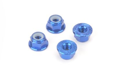 Monkey King M4 Alloy Serrated Nyloc Nuts - Blue - 4pcs