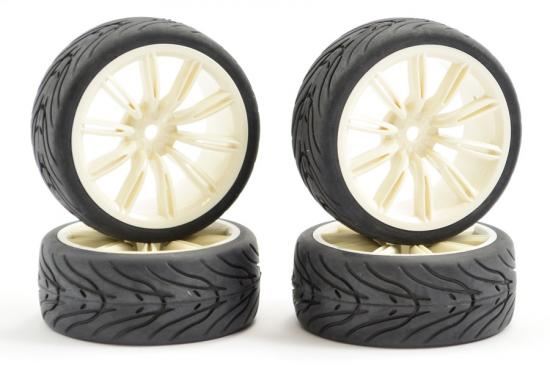 FASTRAX 1/10 STREET/TREAD TYRE 20SP WHITE WHEEL