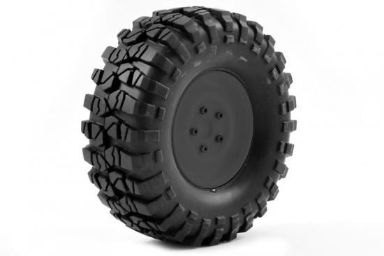 FTX OUTBACK PRE-MOUNTED STEEL LOOK LUG/TYRE (2) - BLACK