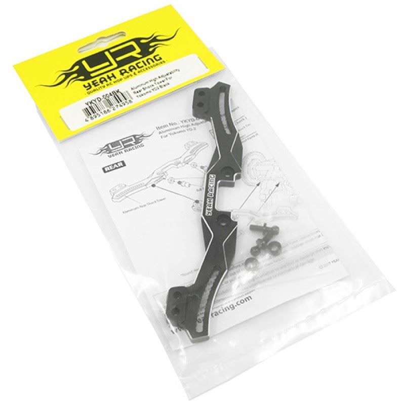 Yeah Racing Aluminum High Adjustability Rear Shock Tower For Yokomo YD2 YD2S YD2TC Black