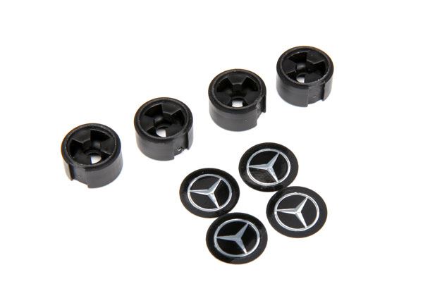 Traxxas Center caps, Mercedes G500 wheel (black) (4) (requires 8255