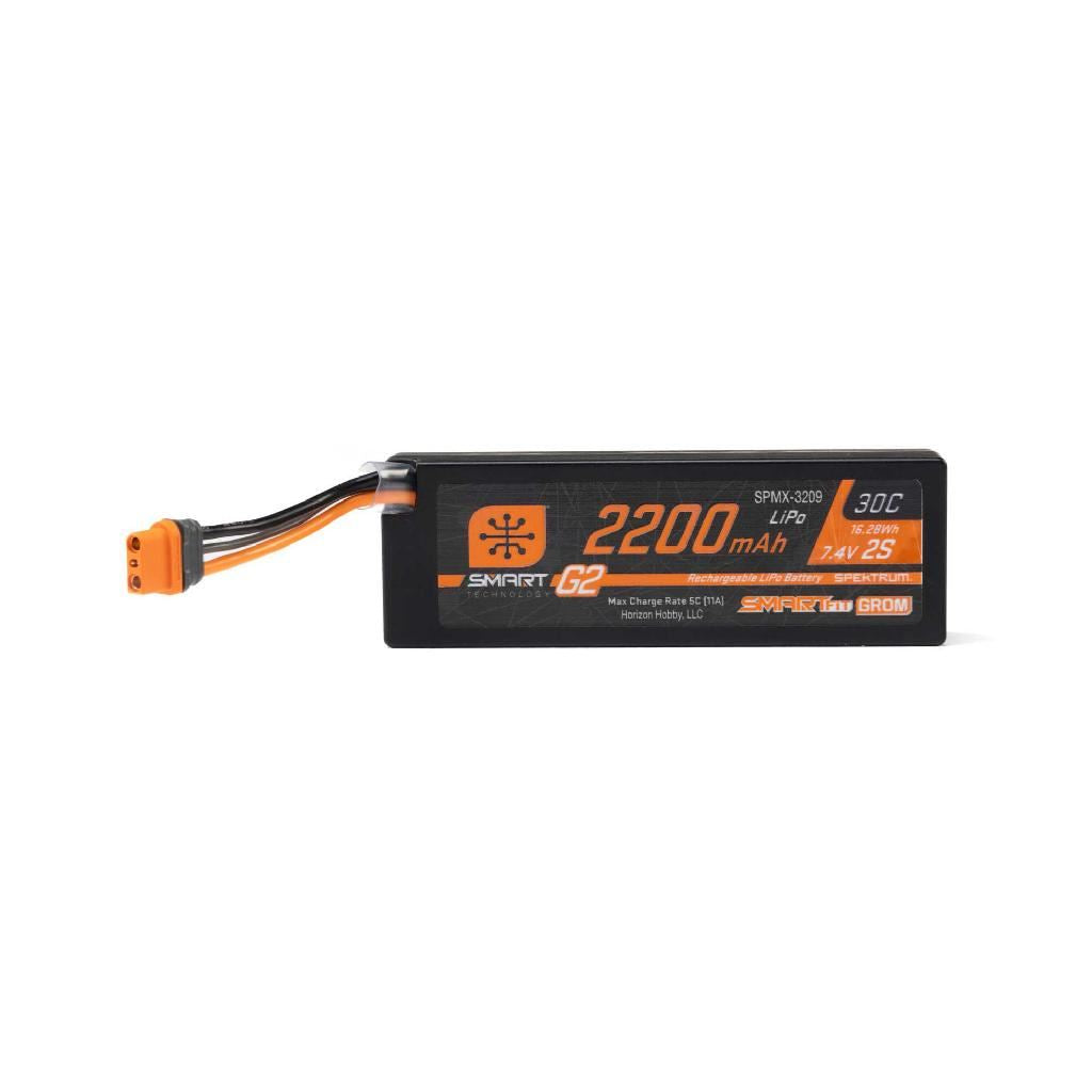 Spektrum 7.4V 2200Mah 2S 30C Smart G2 Lipo Battery: Ic2 Smartfit Case