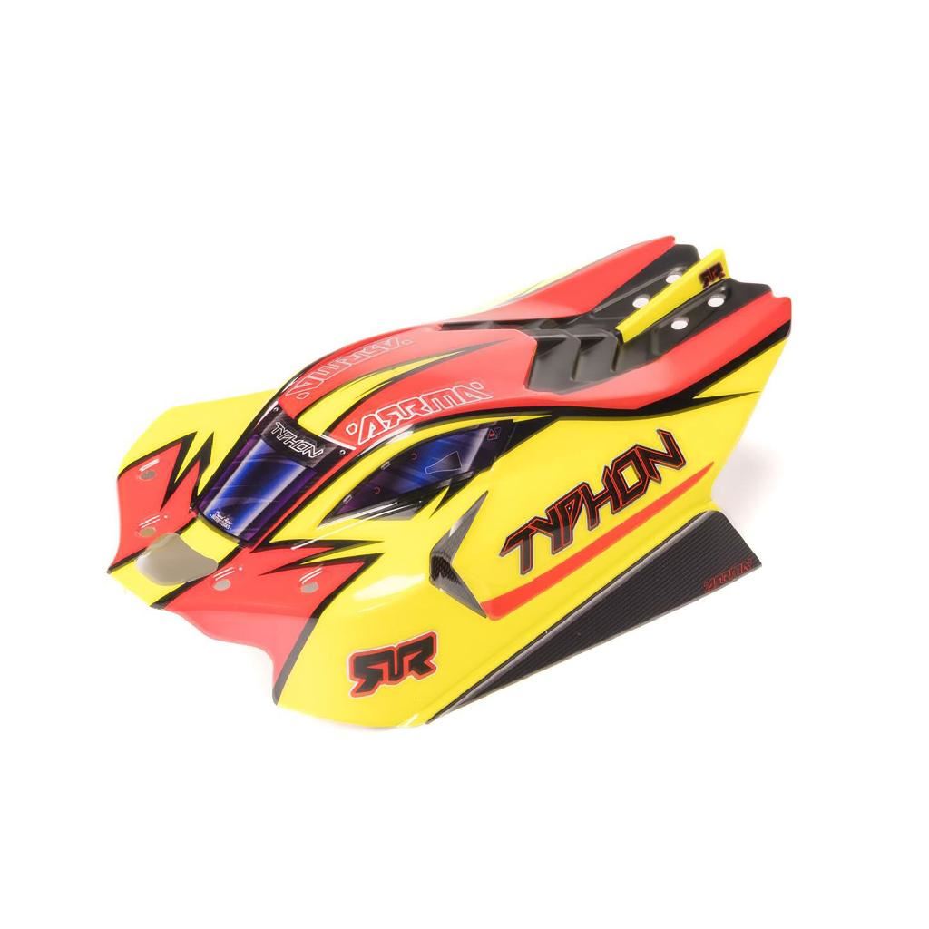 Arrma 1/8 Clipless Painted Decaled Body, Yellow/Red: Typhon 4X4