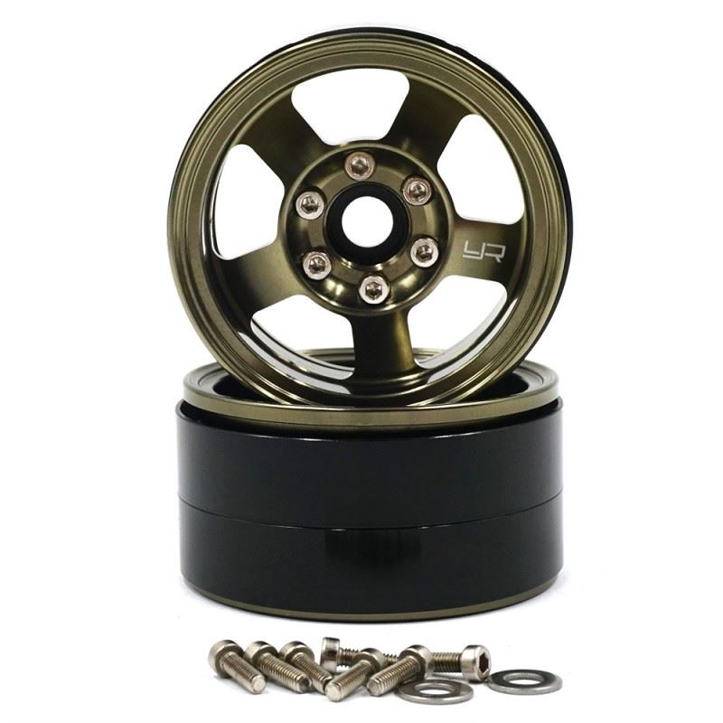 Yeah Racing 1.9 Aluminum CNC 5 Spoke Beadlock Rim 2pcs Gold Titanium
