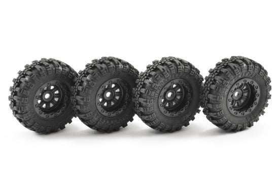 FTX OUTBACK MINI SWAMPER TIRE & WHEEL SET - BLACK (4PC)