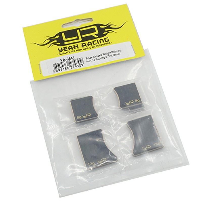 Yeah Racing Brass Chassis Balancing Weights for 1/10 Touring & Drift 6pcs