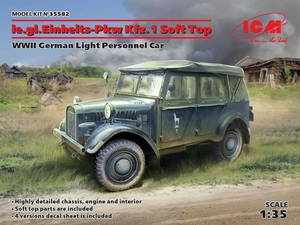 Icm Le.Gl.Einheitz-Pkw Kfz.1 Soft Top, Wwii German Light Personnel Car