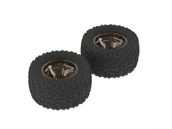 ARRMA Copperhead MT Tire/Wheel GLU Blk/Chrm (2)