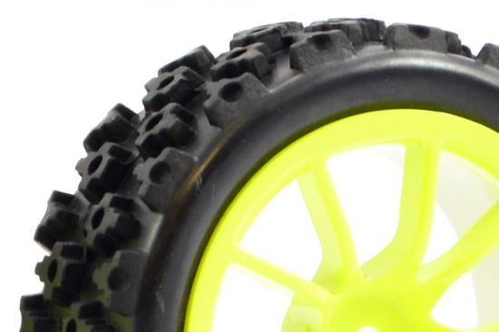 FASTRAX 1/10 STREET/RALLY TYRE 10SP NEON YELLOW WHEEL