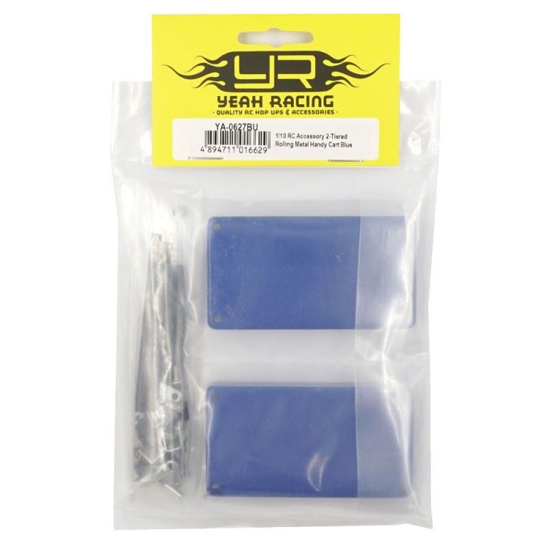 Yeah Racing 1/10 RC Accessory 2-Tiered Rolling Metal Handy Cart Blue