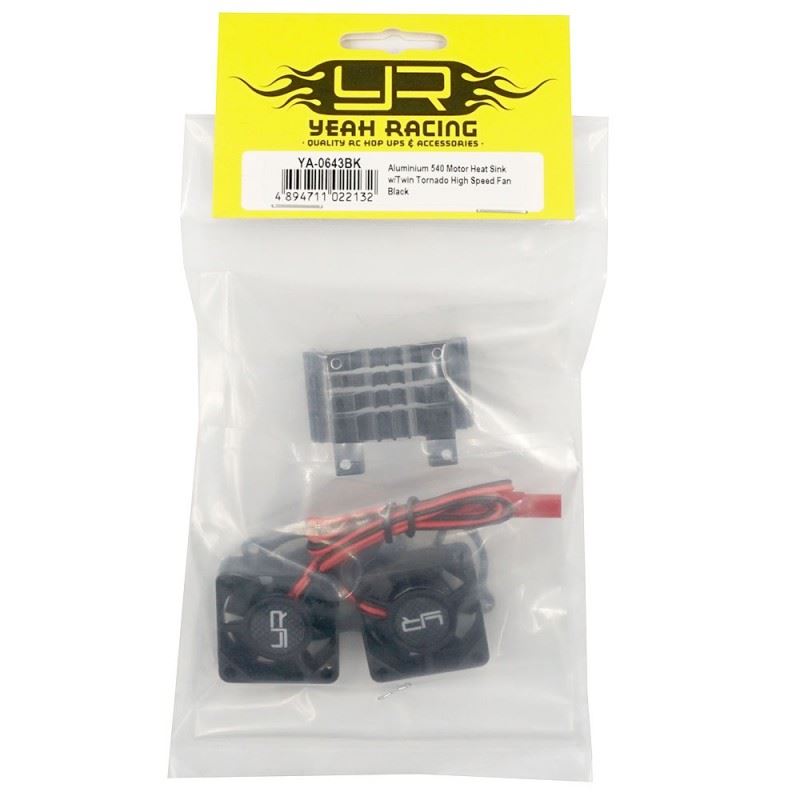 Yeah Racing Aluminium 540 550 Motor Heat Sink w/ Twin Tornado High Speed Fan Black