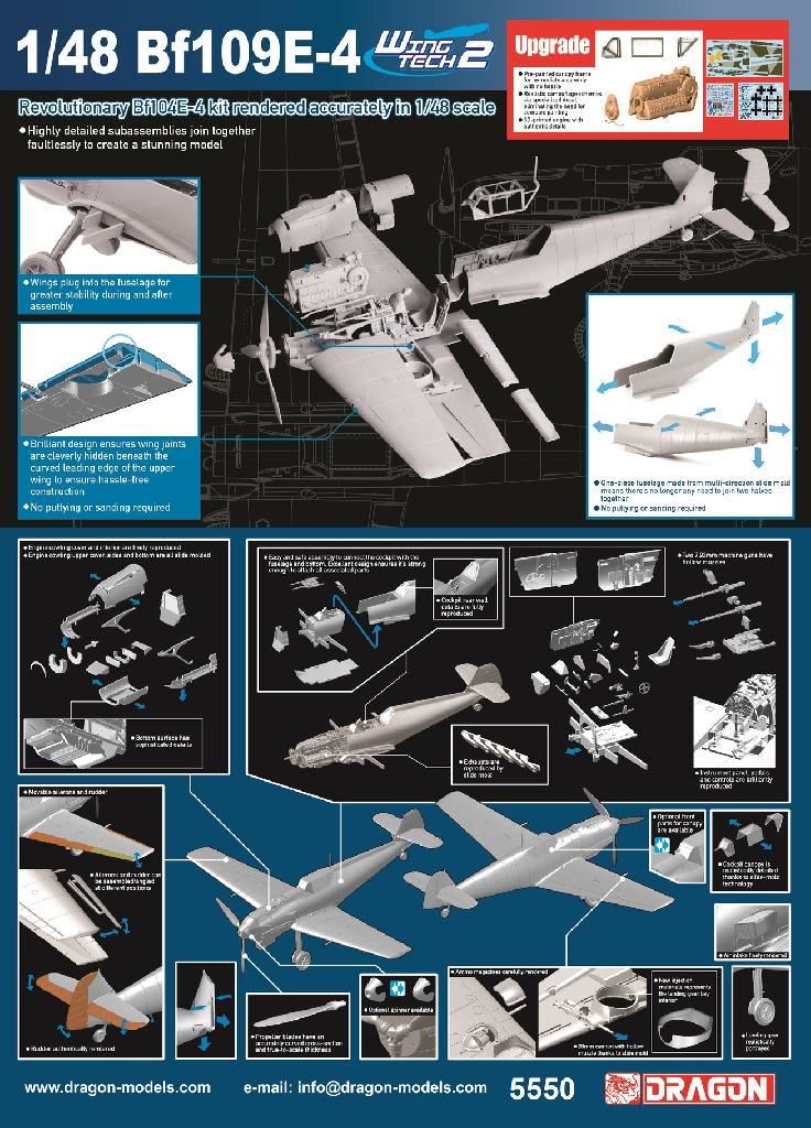 Dragon 1/48 Bf109E-4 Wwii German Fighter Plane