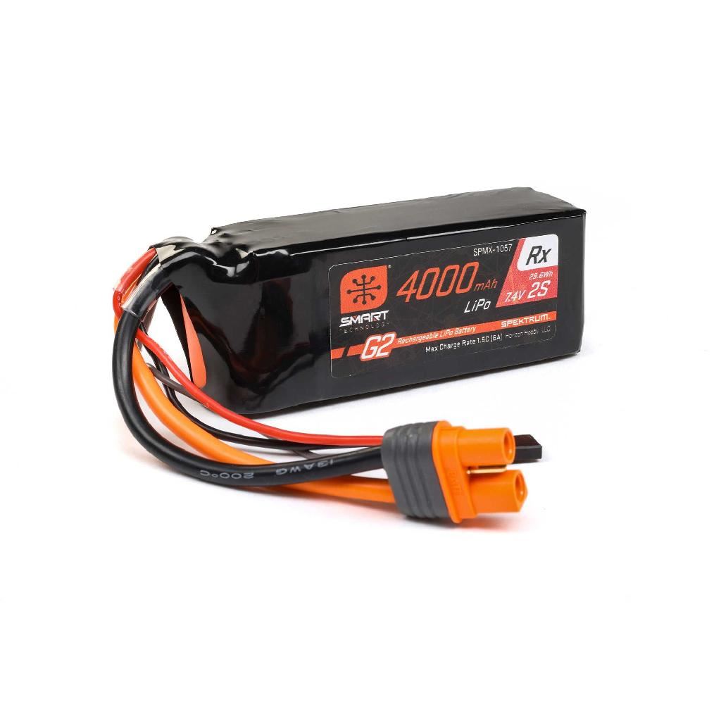 Spektrum 7.4V 4000Mah 2S 15C Smart G2 Receiver Lipo Battery: Ic3