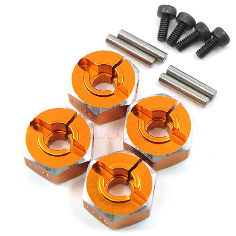 Yeah Racing Aluminum Hex Adaptor Set 12x6mm For 1/10 RC Touring Drift Crawler Orange