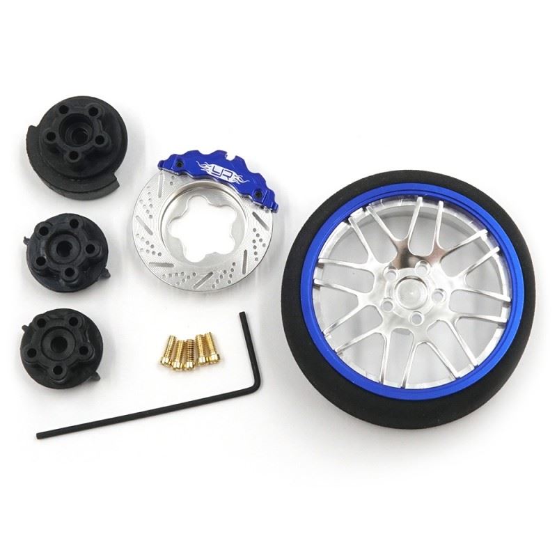 Yeah Racing Aluminum Transmitter Steering Wheel Set Blue Type B For Futaba KO Sanwa Flysky NB4