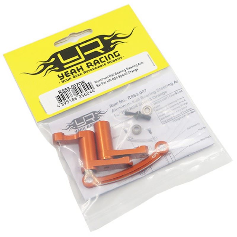 Yeah Racing Aluminum Ball Bearing Steering Arm Set For HPI RS4 Sport3 Orange