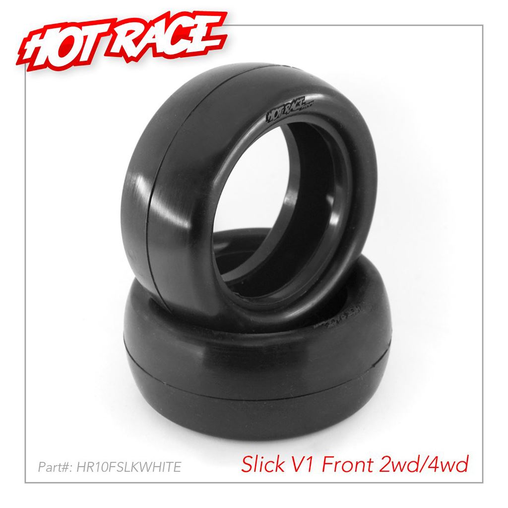 Hot Race 1/10 Tyres Fr Slick V1 2Wd/4Wd White - Pr