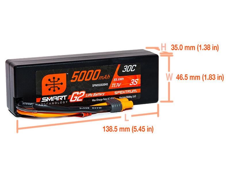 Spektrum 5000mAh 3S 11.1V SMART G2 30C IC3 -