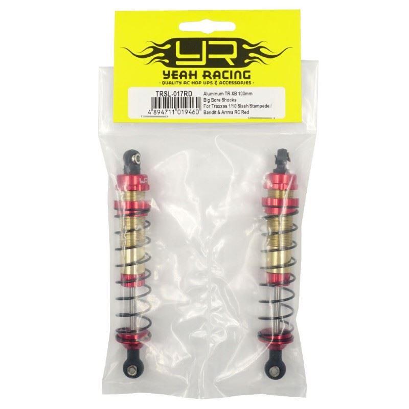 Yeah Racing Aluminum TR-XB 100mm Big Bore Shocks For Traxxas 1/10 Slash Stampede Bandit Arrma RC Red