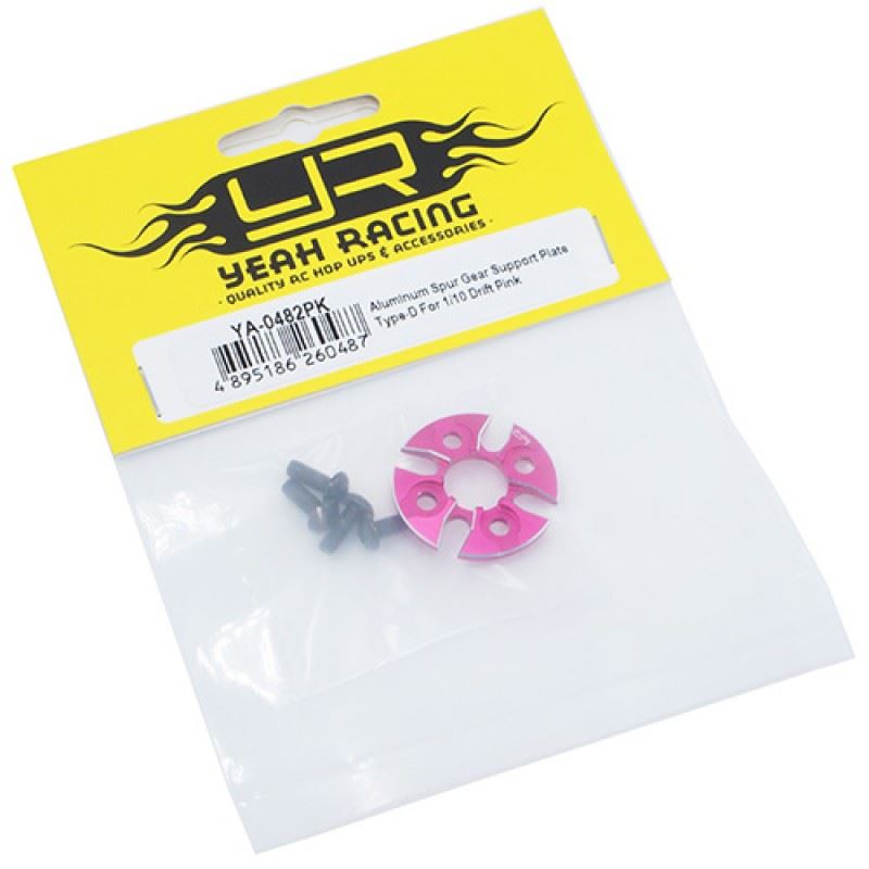 Yeah Racing Aluminum Spur Gear Support Plate Type-D For 1/10 Drift Pink
