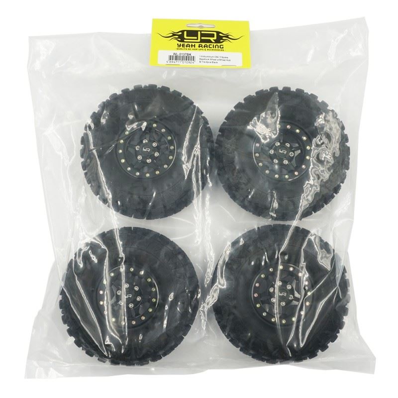 Yeah Racing 1.9 Aluminum CNC 5 Spoke Beadlock Wheels Black For 1/10 Crawler