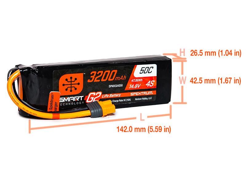 Spektrum 3200mAh 4S 14.8V SMART G2 50C IC3 -