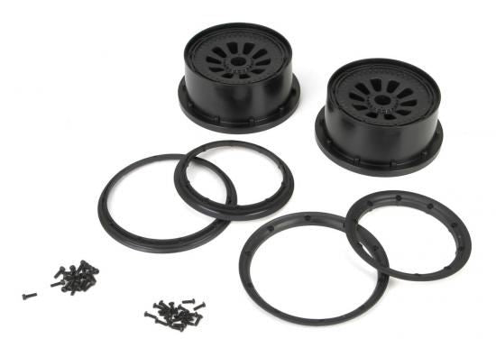 Losi Wheel & Beadlock Set, Black (2), 5T (LosiB7034)
