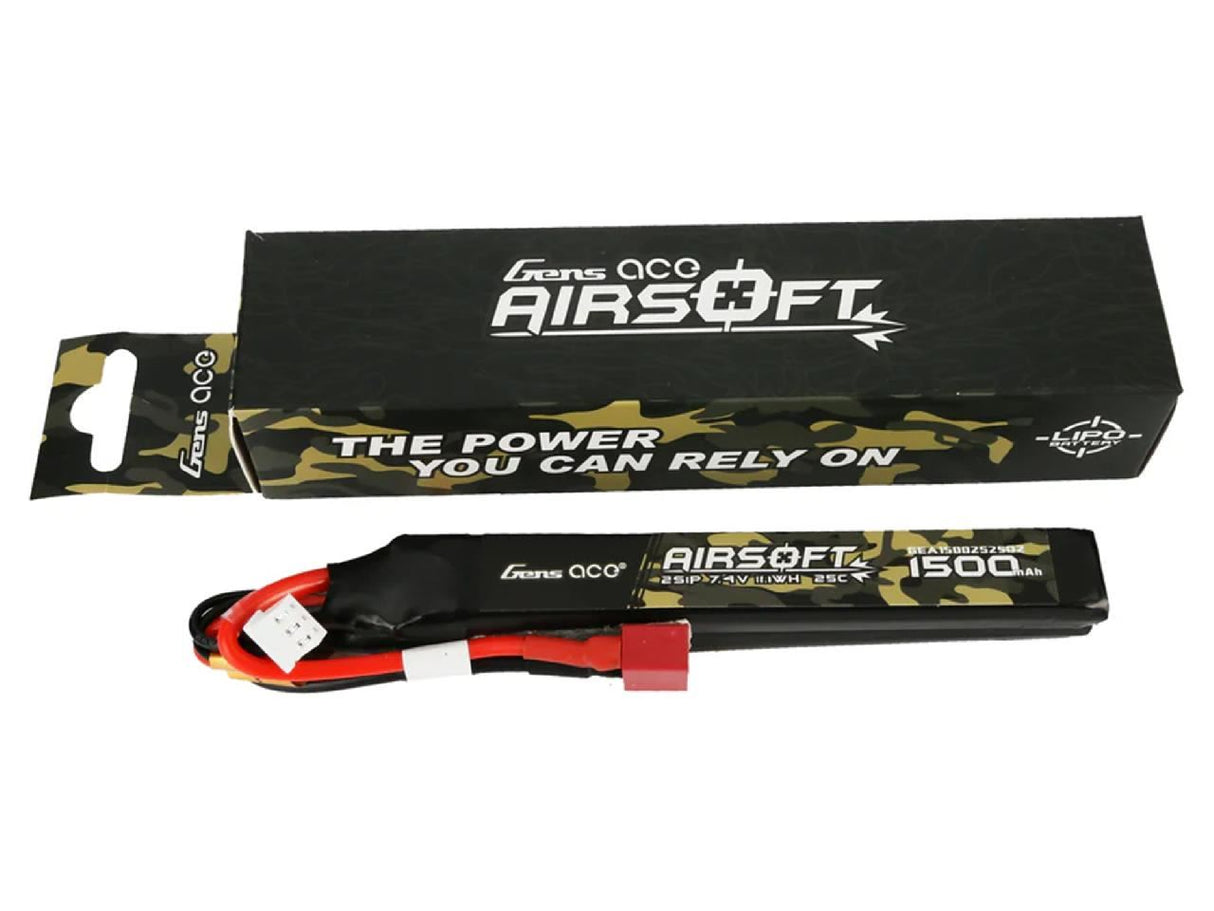 Gens Ace Airsoft 2S 1500Mah 25C Twin With Deans (Fit Most Aeg)