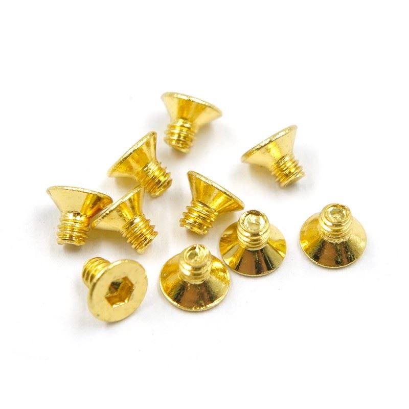 Yeah Racing Stainless Steel Gold Coated Hex Socket Flat Head Machine Screw (M2X3Mm) 10Pcs