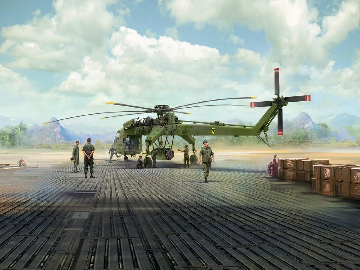 Icm Phu Bai Combat Base, 1968 With Ch-54A Helicopter, Figures & M8A1 Airfield Pavement Slabs