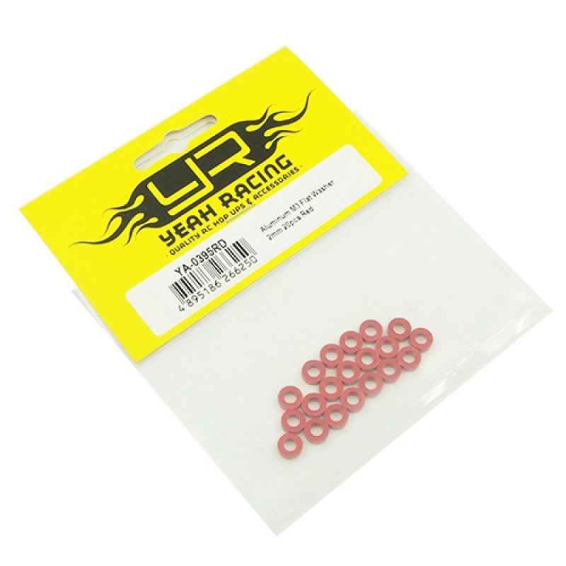 Yeah Racing Aluminum M3 Flat Washer 2mm 20pcs Red