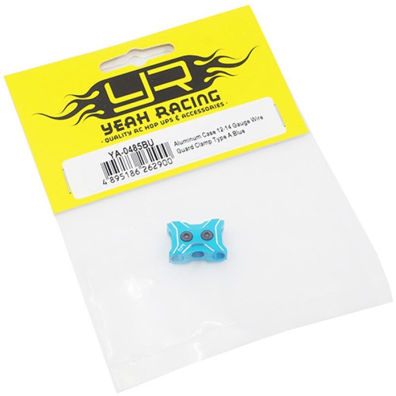 Yeah Racing Aluminum Case 12-14 Gauge Wire Guard Clamp Type A Blue