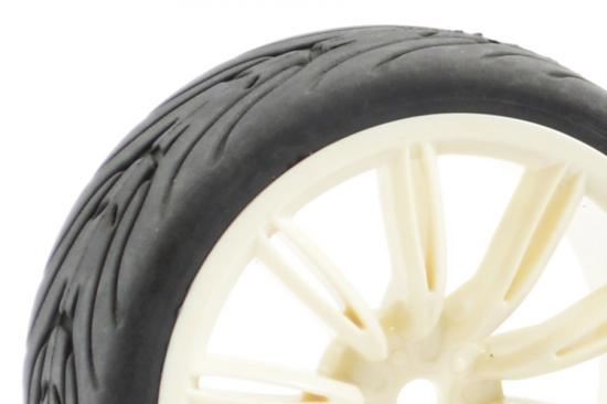 FASTRAX 1/10 STREET/TREAD TYRE 20SP WHITE WHEEL