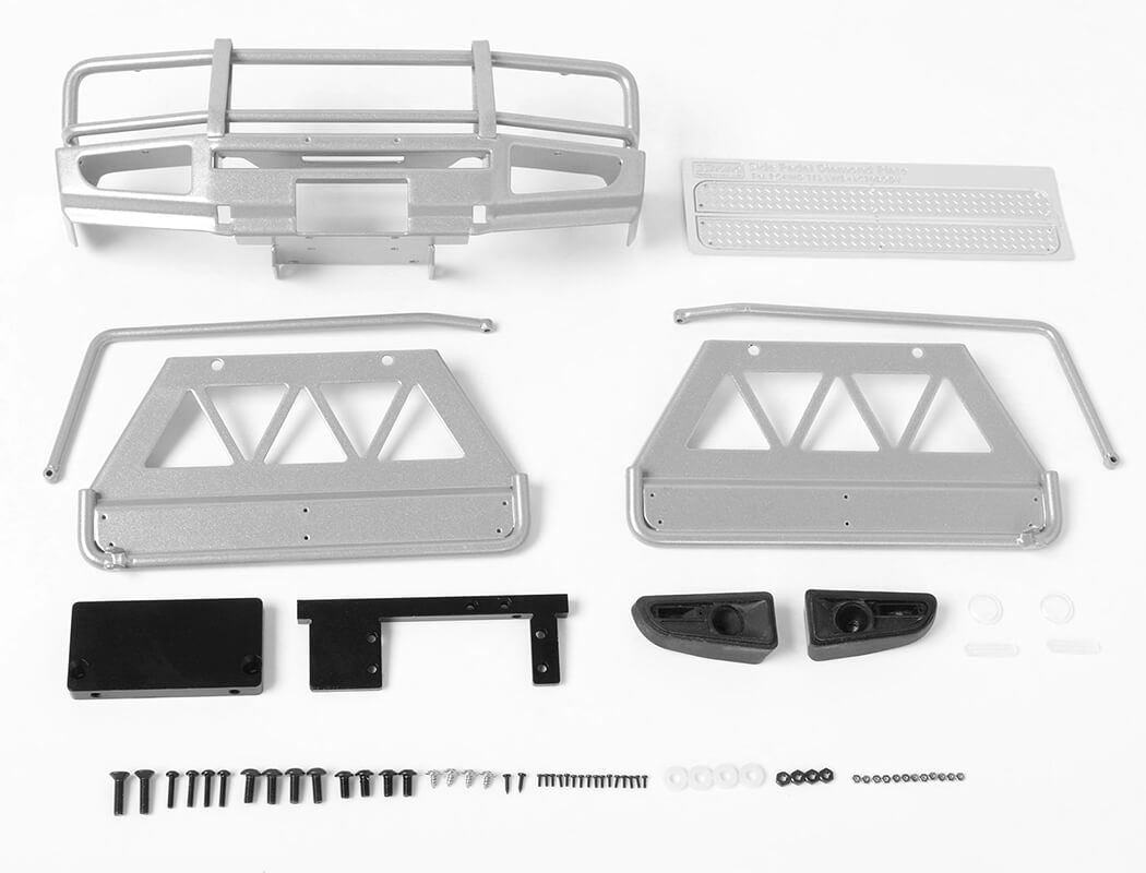 RC4WD TRIFECTA FRONT BUMPER, SLIDERS & SIDE BARS FOR LAND CRUISER LC70 BODY (SILVER)