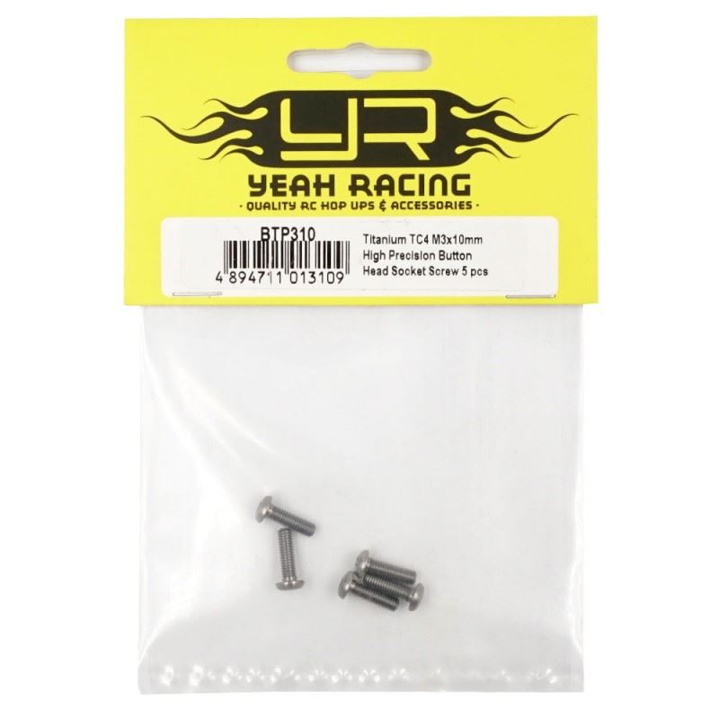 Yeah Racing Titanium TC4 M3x10mm High Precision Button Head Socket Screw 5 pcs