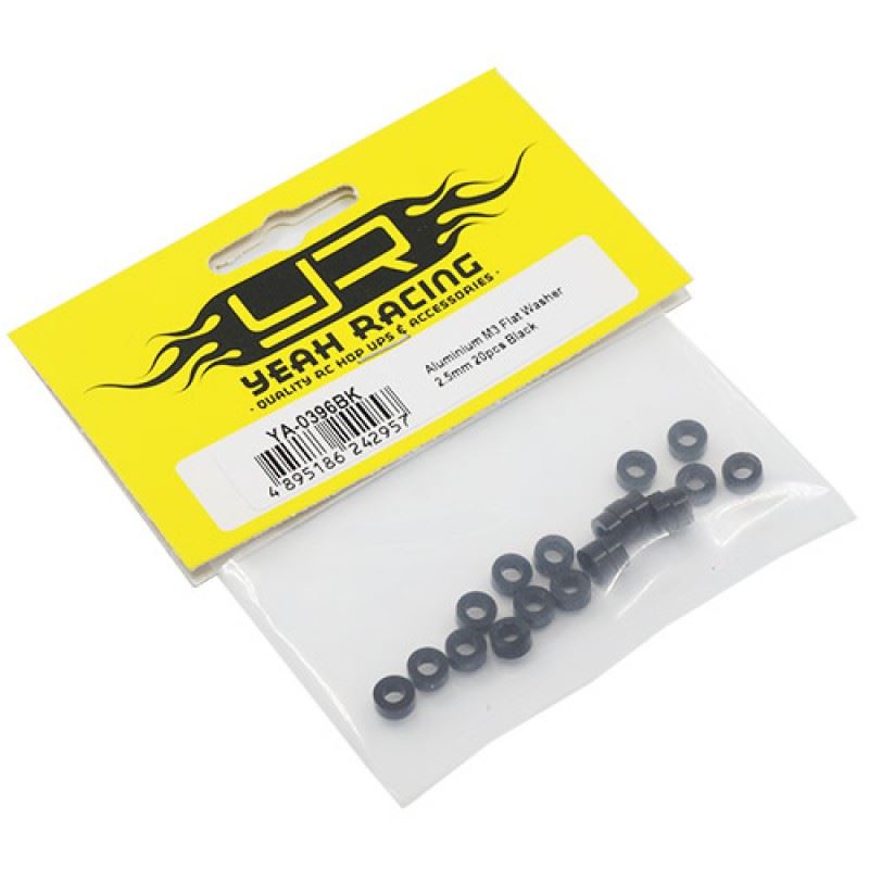 Yeah Racing Aluminum M3 Flat Washer 2.5mm 20pcs Black