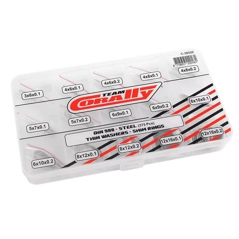 Corally Shim Ring Set Steel 15 Sizes 375Pcs
