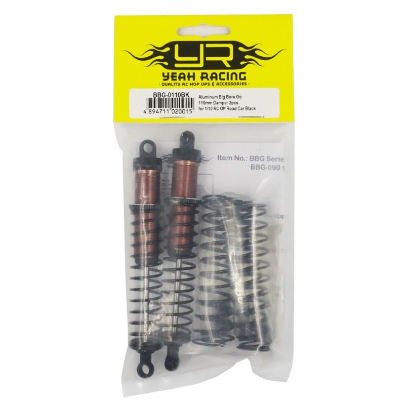 Yeah Racing Aluminum Big Bore Go 110mm Damper 2pcs for 1/10 RC Off Road Car Black