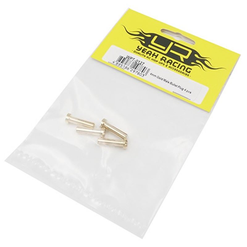 Yeah Racing 4X18mm Gold Male Bullet Plug 4 pcs