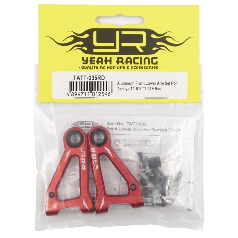 Yeah Racing Aluminum Front Lower Arm Set For Tamiya TT-01 TT-01E Red